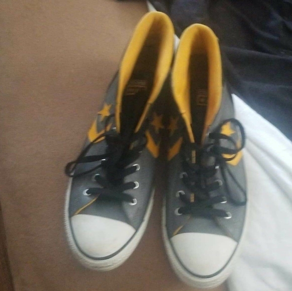 gray and yellow converse